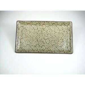 Sound Collection Rectangular Ceramic Sushi Tray Plate Swirl Pattern 9 In Japan